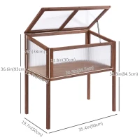 Outsunny 35"  x 20" x 36" Wooden Cold Frame Greenhouse, Garden Portable Raised Planter for Outdoor Indoor Use, Brown(m-3)