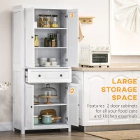 HOMCOM 72" Wood Kitchen Pantry Cabinet,Storage Organizer with Drawer and 2 Adjustable Shelves, Soft Close, White(m-5)