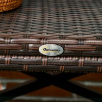 Outsunny Patio Wicker End Table, Outdoor PE Rattan Side Table, with Plastic Board Under the Full Woven Table Top for Patio, Garden, Balcony, Mixed Brown(m-9)