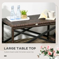 Outsunny Patio Wicker End Table, Outdoor PE Rattan Side Table, with Plastic Board Under the Full Woven Table Top for Patio, Garden, Balcony, Mixed Brown(m-5)
