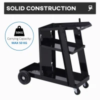 DURHAND 3 Tier Welding Cart Welder Trolley Garage Welding/Plasma Cutter Cart for Tanks Gas Bottles w/ Safety Chain Black(m-6)