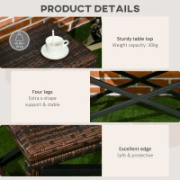 Outsunny Patio Wicker End Table, Outdoor PE Rattan Side Table, with Plastic Board Under the Full Woven Table Top for Patio, Garden, Balcony, Mixed Brown(m-6)