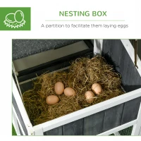 PawHut 63" Wooden Chicken Coop with Garden Bed, Small Outdoor Hen House with Nesting Box Removable Tray, Ramps Run, for Garden Backyard, Storm Gray(m-6)