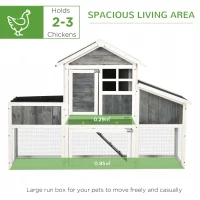 PawHut 63" Wooden Chicken Coop with Garden Bed, Small Outdoor Hen House with Nesting Box Removable Tray, Ramps Run, for Garden Backyard, Storm Gray(m-4)