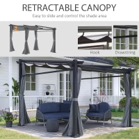 Outsunny Metal Pergola with Sliding Roof Canopy, Retractable Pergola Canopy, 10' x 10', Dark Grey(m-5)