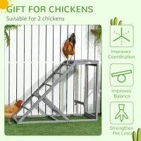 PawHut Chicken Coop Toys with Swing, Perches & Platform, Wooden Hen Playset, Enhances Poultry Health, Gray(m-6)