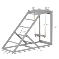 PawHut Chicken Coop Toys with Swing, Perches & Platform, Wooden Hen Playset, Enhances Poultry Health, Gray(m-2)