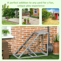 PawHut Chicken Coop Toys with Swing, Perches & Platform, Wooden Hen Playset, Enhances Poultry Health, Gray(m-4)