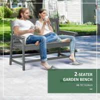 Outsunny Outdoor Bench, 2-Person Park Style Garden Bench with All-Weather HDPE, 704 lbs. Weight Capacity Porch Bench with Slatted Back & Armrests, Dark Gray(m-5)