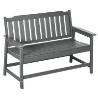 Outsunny Outdoor Bench, 2-Person Park Style Garden Bench with All-Weather HDPE, 704 lbs. Weight Capacity Porch Bench with Slatted Back & Armrests, Dark Gray(m-1)