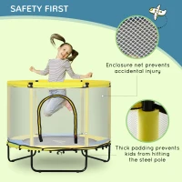 Qaba Φ55" Kids Trampoline with Enclosure Net, Steel Frame, Indoor Bouncer, Rebounder with Padded Pipes, Age 1 to 6 Years Old, White Net(m-4)