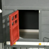 PawHut 118" Extra Large Chicken Coop with Asphalt Roof, Wooden Hen Run with Slide-Out Tray and Nesting Box, Chicken Hutch for 3-6 Chickens, Gray(m-8)