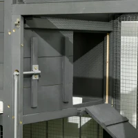 PawHut 118" Extra Large Chicken Coop with Asphalt Roof, Wooden Hen Run with Slide-Out Tray and Nesting Box, Chicken Hutch for 3-6 Chickens, Gray(m-9)