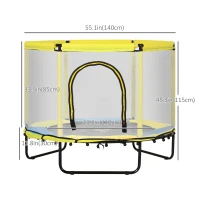 Qaba Φ55" Kids Trampoline with Enclosure Net, Steel Frame, Indoor Bouncer, Rebounder with Padded Pipes, Age 1 to 6 Years Old, White Net(m-3)