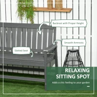 Outsunny Outdoor Bench, 2-Person Park Style Garden Bench with All-Weather HDPE, 704 lbs. Weight Capacity Porch Bench with Slatted Back & Armrests, Dark Gray(m-4)