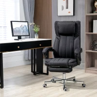 Vinsetto High-Back Massaging Office Chair Reclining Office Chair with Footrest Headrest Swivel Wheels Adjustable Height Black(m-2)