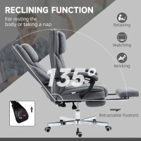 Vinsetto High-Back Massaging Office Chair Reclining Office Chair with Footrest Headrest Swivel Wheels Adjustable Height Gray(m-6)