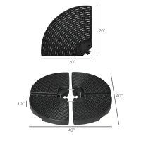Outsunny 4-Piece 175lb Cantilever Patio Umbrella Base Weights for Offset Hanging Umbrella, HDPE Water or Sand Filled Umbrella Weights for Cross Base Stand, Black(m-3)