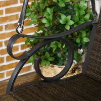 Outsunny PE Wicker Porch Swing, 2-Seater Hanging Swing Bench with Chains, 528 LBS Weight Capacity, Flourishes, Brown(m-8)