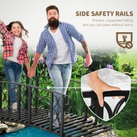 Outsunny 6' Metal Arch Backyard Garden Bridge with 660 lbs. Weight Capacity, Safety Siderails, Vine Motifs, Easy Assembly for Backyard Creek, Stream, Pond, Black(m-5)