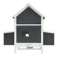 PawHut 162" Large Chicken Coop Wooden for 6-8 Chickens with Handles, Outdoor Chicken Cage Hen House with 2 Nesting Boxes, Water-resistant Roof, Removable Tray, Ramp, Storm Gray(m-7)
