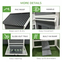 PawHut 162" Large Chicken Coop Wooden for 6-8 Chickens with Handles, Outdoor Chicken Cage Hen House with 2 Nesting Boxes, Water-resistant Roof, Removable Tray, Ramp, Storm Gray(m-6)