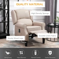 HOMCOM Wingback Vibrating Massage Chair, Accent Sofa Vintage Upholstered Massage Recliner Chair Push-back with Remote Controller, Beige(m-5)