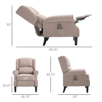 HOMCOM Wingback Vibrating Massage Chair, Accent Sofa Vintage Upholstered Massage Recliner Chair Push-back with Remote Controller, Beige(m-3)