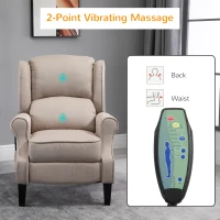HOMCOM Wingback Vibrating Massage Chair, Accent Sofa Vintage Upholstered Massage Recliner Chair Push-back with Remote Controller, Beige(m-7)