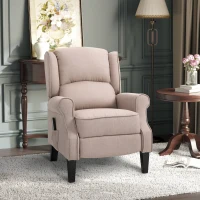 HOMCOM Wingback Vibrating Massage Chair, Accent Sofa Vintage Upholstered Massage Recliner Chair Push-back with Remote Controller, Beige(m-2)
