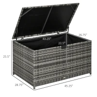 Outsunny 113 Gallon Outdoor Storage Box, Rattan Deck Box for Indoor, Patio Furniture Cushions, Pool Garden Tools, Dark Gray(m-3)