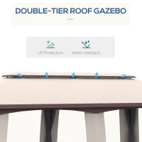 Outsunny 10' x 20' Patio Gazebo, Outdoor Gazebo Canopy Shelter with Netting & Curtains, Vented Roof for Garden, Beige(m-4)