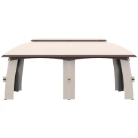 Outsunny 10' x 20' Patio Gazebo, Outdoor Gazebo Canopy Shelter with Netting & Curtains, Vented Roof for Garden, Beige(m-8)