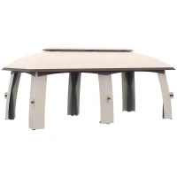 Outsunny 10' x 20' Patio Gazebo, Outdoor Gazebo Canopy Shelter with Netting & Curtains, Vented Roof for Garden, Beige(m-1)