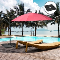 Outsunny 4PCs Cantilever Umbrella Base Weights for Offset Banana Parasol, HDPE Water or Sand Filled Patio Umbrella Weights for Cross Base Stand with Built-in Handles, Black