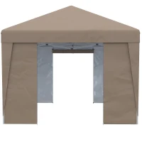 Outsunny 10' x 19.5' Pop Up Canopy Tent Height Adjustable Event Shelter w/ Sidewalls, Leg Weight Bags, Wheeled Carry Bag, Brown(m-9)