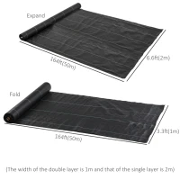 Outsunny 6.5ft x 164ft Weed Barrier, Landscape Fabric, for Greenhouse Yard Garden Weed Control, Heavy-Duty & Easy Setup, 2oz(m-3)