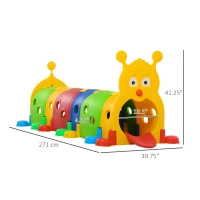 Qaba Kids Caterpillar Tunnel, 6-Section Climb & Crawl Play Equipment, Ideal for Toddlers 3-6, Daycare, Preschool, Playground Use, Multicolor(m-2)
