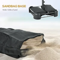 Outsunny 10ft Double-sided Patio Umbrella with Solar Lights and Sandbag Base, Outdoor Umbrella with Push Button Tilt, Crank, Air Vents for Garden, Backyard, Deck, Pool, Market, Gray(m-6)