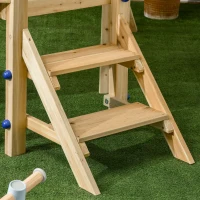 Outsunny Swing Set for Backyard, Wooden Toddler Outdoor Playset with Baby Swing Seat, Kids Slide, Fort, Playground Equipment with Captain's Wheel, Telescope for Ages 1.5-4, Natural(m-7)