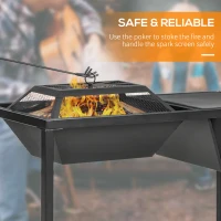 Outsunny 4-in-1 Fire Pit, BBQ Grill, Ice Bucket Cooler, Garden Table, with Cooking Grate, Log Grate & Waterproof Cover, Galvanized Steel Wood-Burning Fireplace with Spark Screen & Poker(m-5)