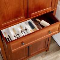 HOMCOM 72" Wood Kitchen Pantry Cabinet, Storage Organizer with Drawer and 2 Adjustable Shelves, Soft Close, Mahogany(m-9)