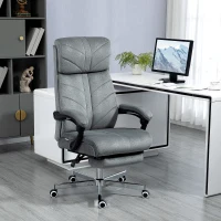 Vinsetto High-Back Office Chair Computer Desk Chair with Footrest Reclining Function and Adjustable Height Gray(m-2)