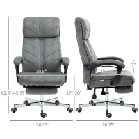 Vinsetto High-Back Office Chair Computer Desk Chair with Footrest Reclining Function and Adjustable Height Gray(m-3)