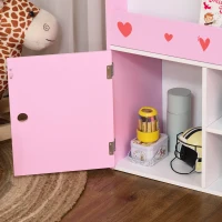 Qaba Toy Storage Organizer, Kids Bookshelf, Freestanding Children Bookcase with Colorful Patterns for Toys, Books, Pink(m-9)