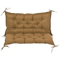 Outsunny Proch Swing Cushion, 40.5" x 40" x 4" Outdoor Bench Cushion with Backrest, 4" Thick Filling and String Ties, 2 Seater, Brown(m-7)