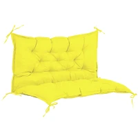 Outsunny Proch Swing Cushion, 40.5" x 40" x 4" Outdoor Bench Cushion with Backrest, 4" Thick Filling and String Ties, 2 Seater, Yellow(m-2)