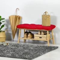 Outsunny Set of 2 Patio Bench Replacement Cushions, 2 Seater Outdoor Loveseat Cushion Seat Pad, 43" x 19" x 3", Wine Red(m-7)