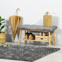 Outsunny Set of 2 Patio Bench Replacement Cushions, 2 Seater Outdoor Loveseat Cushion Seat Pad, 43" x 19" x 3", Grey(m-7)