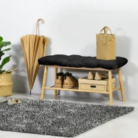 Outsunny Set of 2 Patio Bench Replacement Cushions, 2 Seater Outdoor Loveseat Cushion Seat Pad, 43" x 19" x 3", Black(m-7)